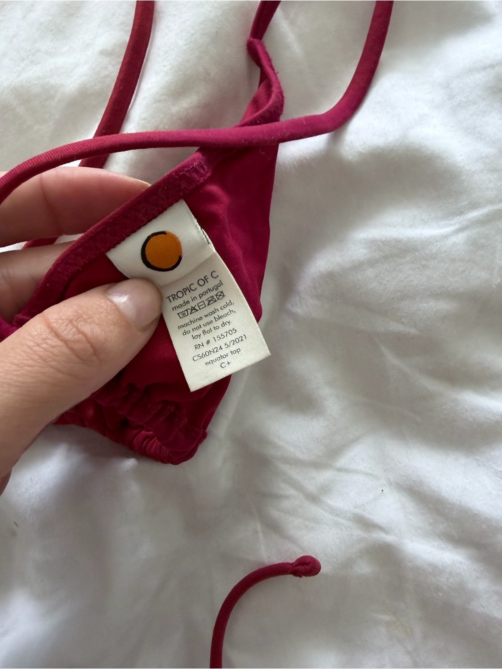 Adjustable Tie-Side Triangle Bikini in Burgundy - Picture 3 of 3